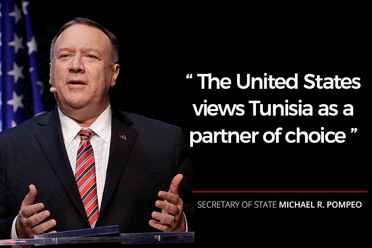 « La Tunisie est un exemple de démocratie et un partenaire de choix, » selon Mike Pompeo