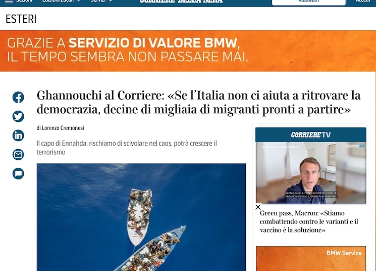 Kais Saied dénonce les propos de Ghannouchi à un journal Italien