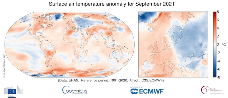 Une carte du Service Copernicus pour la surveillance de l'atmosphère (CAMS) 