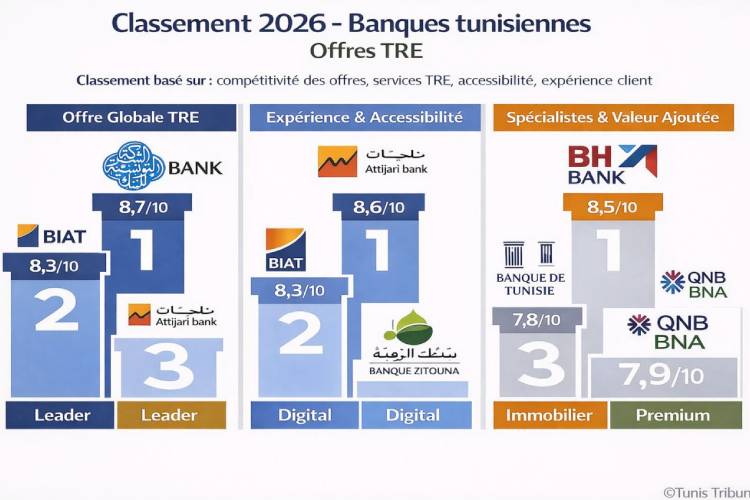 Banques Tunisiennes : classement 2026 des meilleures offres pour les TRE