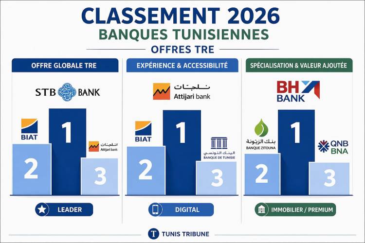 Banques Tunisiennes : classement 2026 des meilleures offres pour les TRE